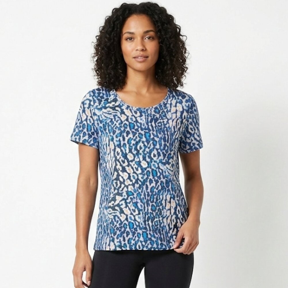 REBECCA MALONE Women's Animal Print Top 2XL Cotton Polyester Casual Summer